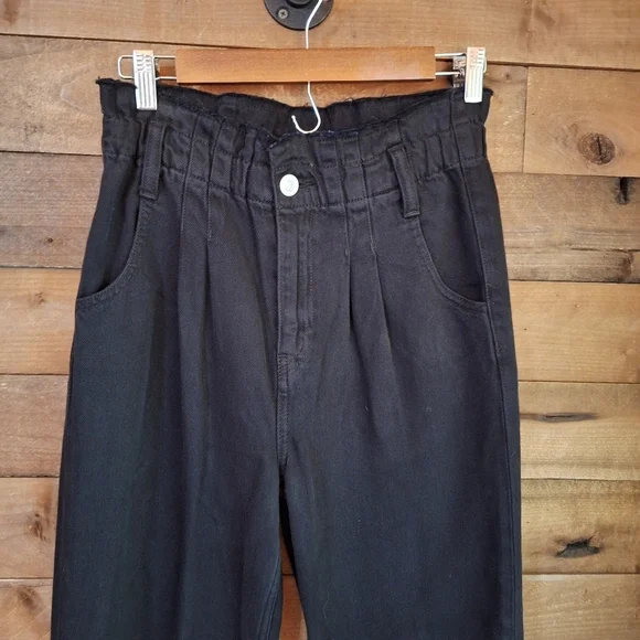 Hudson High Rise Paperbag Waist Straight Leg Pants – Black – Size 26 - Picture 2 of 9